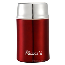 Acier inoxydable vide déjeuner boîte rouge avec cuillère 450ml